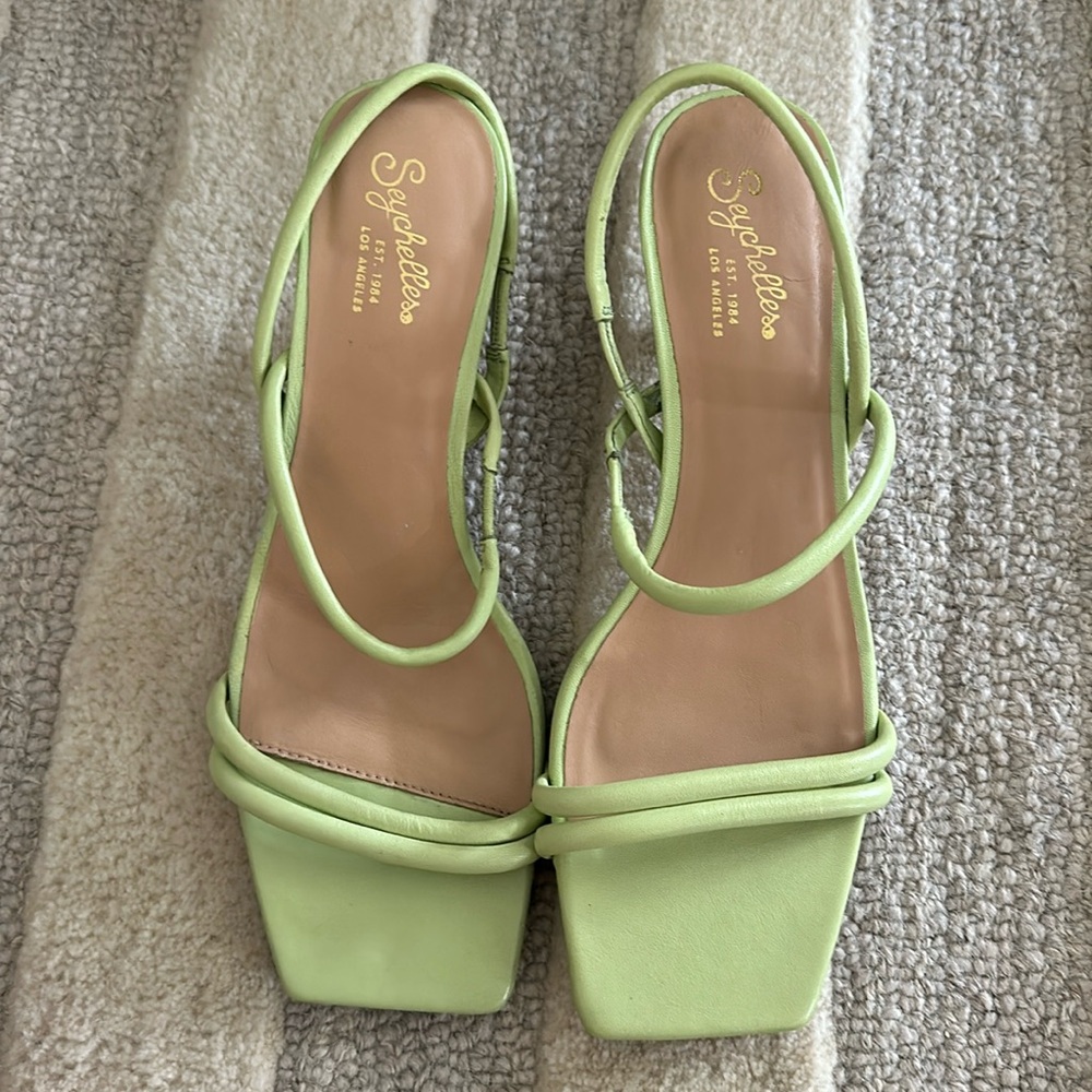 Seychelles green kitten heel sandals